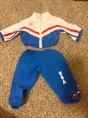 American Girl USA Blue & White Gymnastics Warm Up Suit